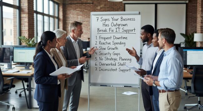 Discover the 7 warning signs that indicate your growing business needs to move beyond break-fix IT support to a proactive managed approach.
