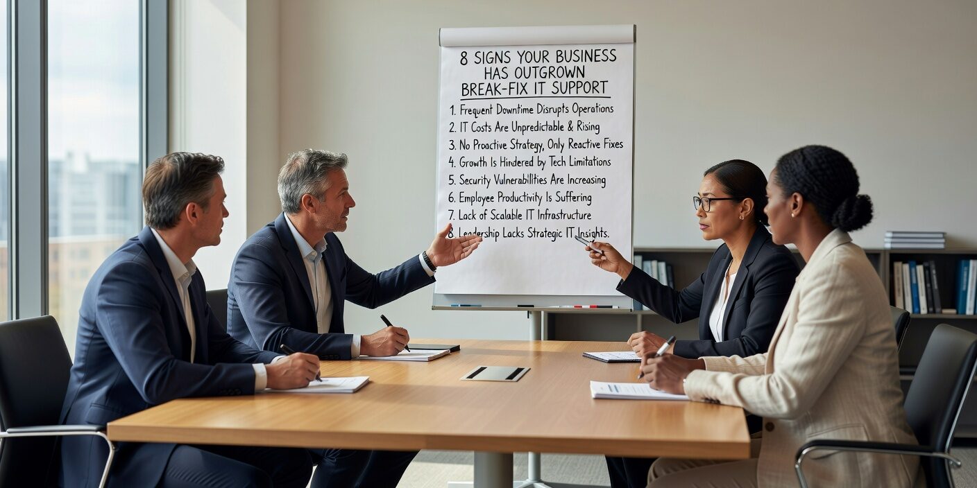 Recognize when reactive IT support no longer meets your needs. Learn the key signs your growing business has outgrown break-fix support.
