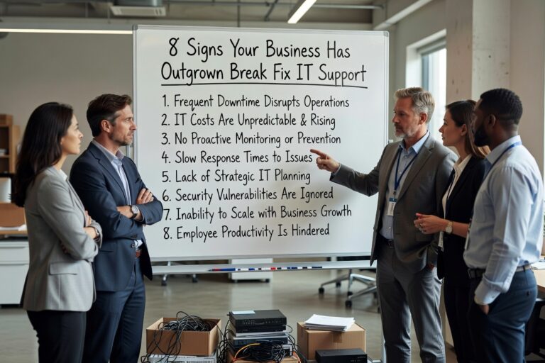 Discover 8 warning signs your growing business has outgrown break-fix IT support and needs proactive managed services for better security and uptime.