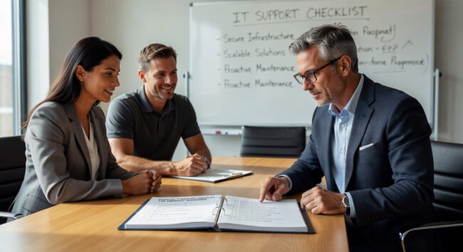 Essential IT support checklist for growing businesses. Learn infrastructure, security, backup, and scalability requirements to support sustainable growth.