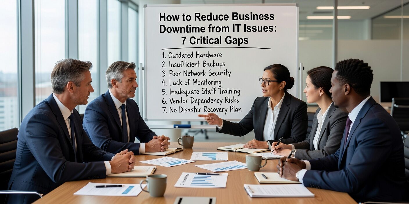 How to Reduce Business Downtime from IT Issues: 7 Critical Gaps Featured Image Learn to reduce business downtime from IT issues by addressing 7 critical support gaps. Practical strategies for better help desk response, monitoring, and planning.