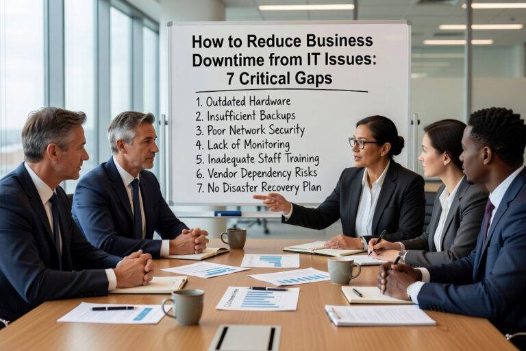 Learn to reduce business downtime from IT issues by addressing 7 critical support gaps. Practical strategies for better help desk response, monitoring, and planning.