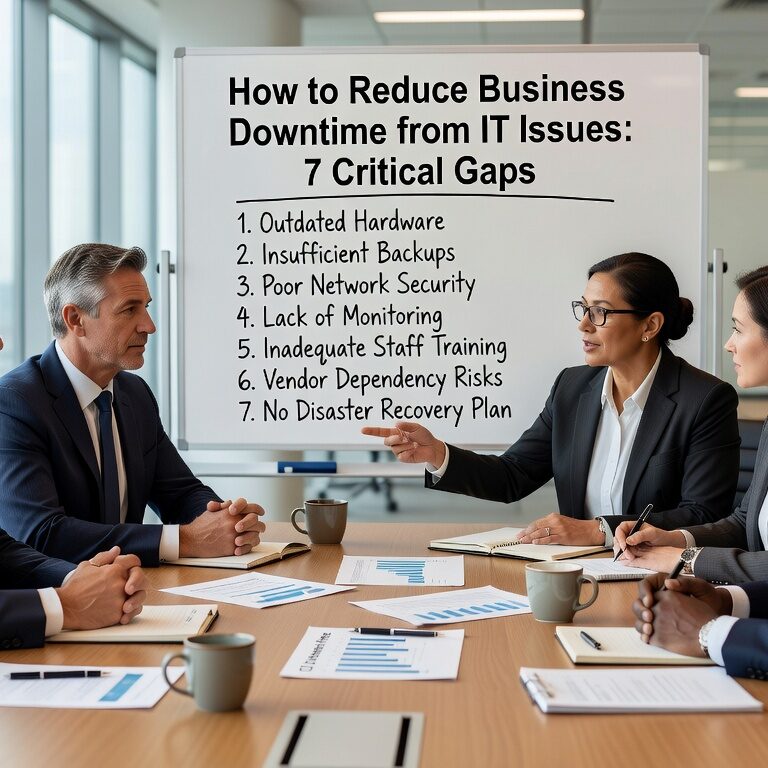 Learn to reduce business downtime from IT issues by addressing 7 critical support gaps. Practical strategies for better help desk response, monitoring, and planning.