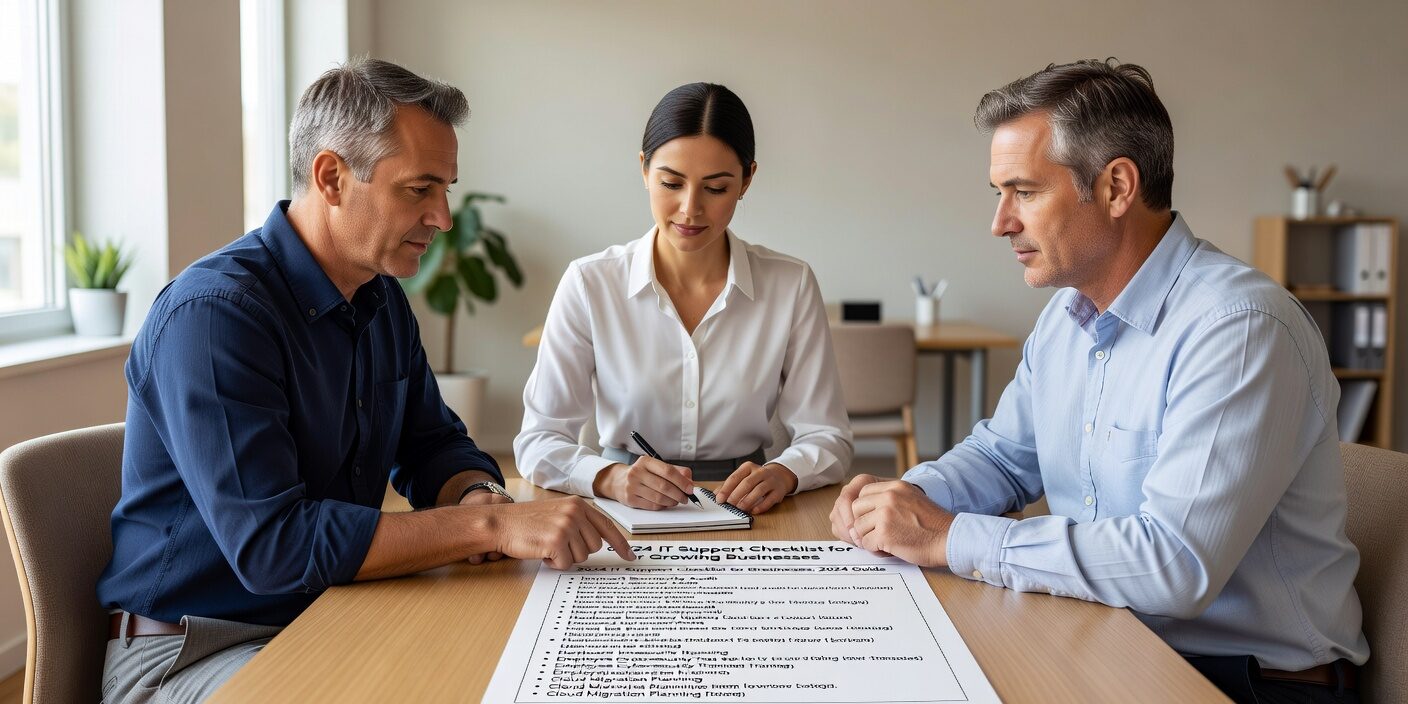 IT Support Checklist for Growing Businesses: 2024 Guide Featured Image Essential IT support checklist for growing businesses including response time standards, proactive monitoring, and support processes that improve productivity.