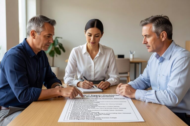 IT Support Checklist for Growing Businesses: 2024 Guide Featured Image Essential IT support checklist for growing businesses including response time standards, proactive monitoring, and support processes that improve productivity.