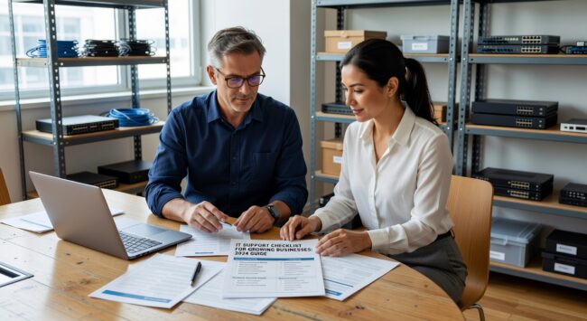 Essential IT support checklist for growing businesses in 2024. Covers infrastructure, security, help desk standards, and disaster recovery planning.