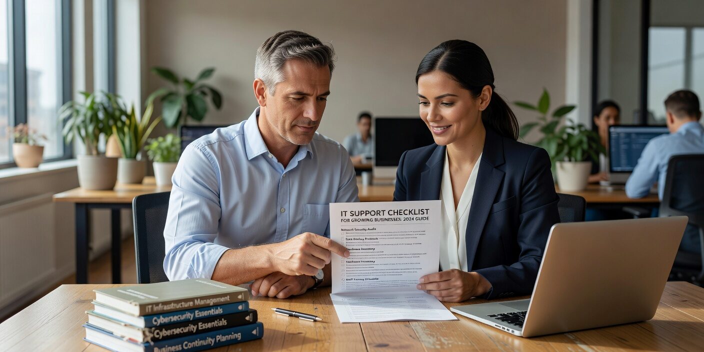 Essential IT support checklist for growing businesses. Learn infrastructure requirements, help desk standards, security frameworks, and backup procedures for reliable operations.