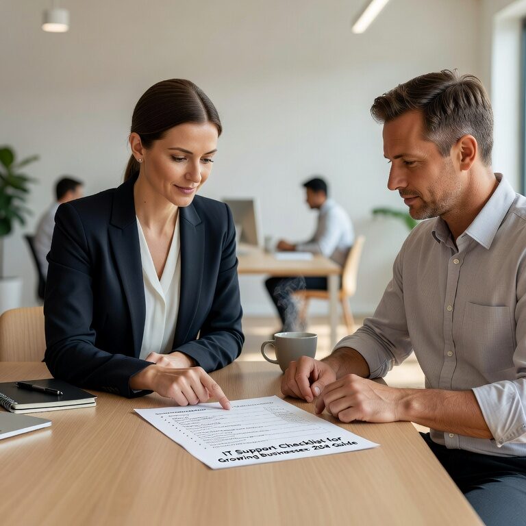 IT Support Checklist for Growing Businesses: 2024 Guide Featured Image Essential IT support checklist for growing businesses covering security, backup, help desk processes, and infrastructure requirements to prevent downtime.