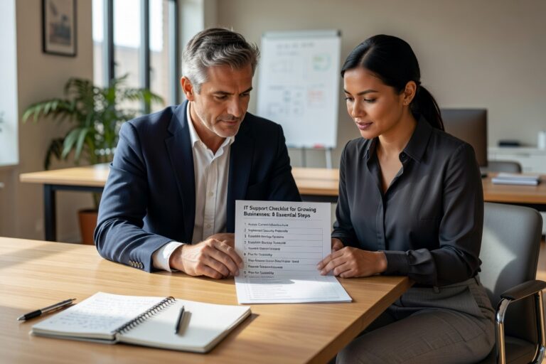 IT Support Checklist for Growing Businesses: 8 Essential Steps Featured Image Essential IT support checklist for growing businesses. Learn 8 key steps for cybersecurity, backup planning, network reliability, and technology scaling.