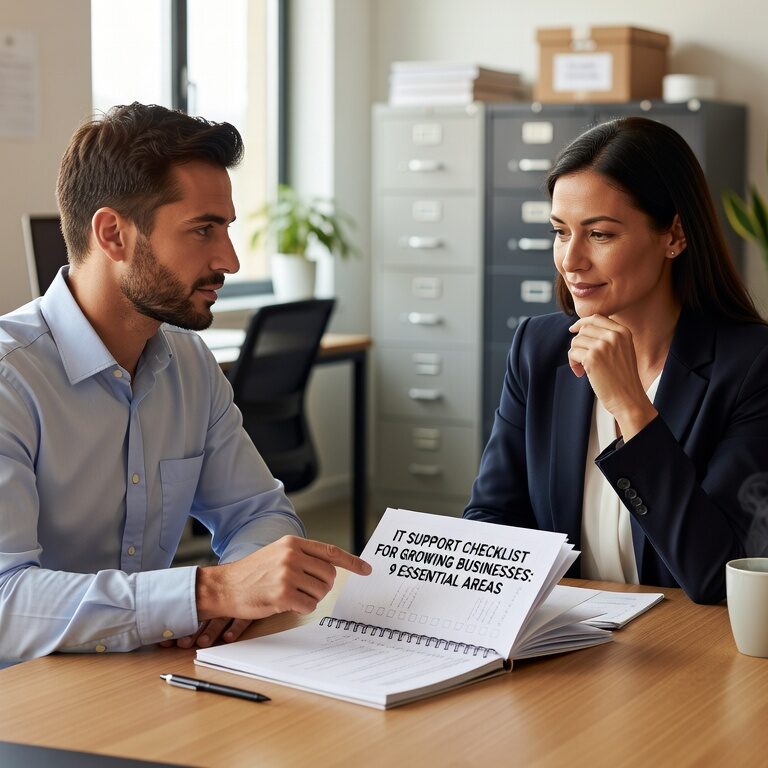 IT Support Checklist for Growing Businesses: 9 Essential Areas Featured Image Essential IT support checklist for growing businesses covering help desk standards, security protocols, backup verification, and maintenance procedures.
