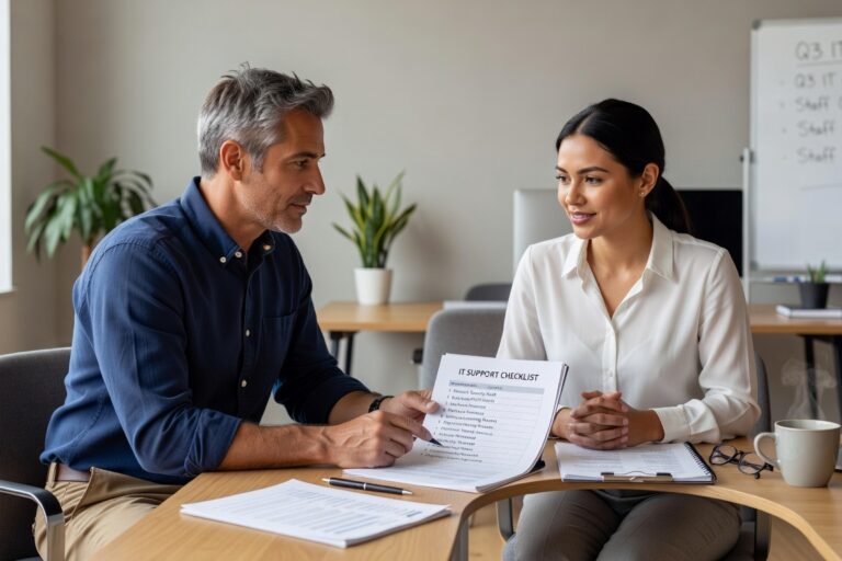IT Support Checklist for Growing Businesses: 9 Essential Areas Featured Image Essential IT support checklist for growing businesses covering security, backup, monitoring, help desk, and infrastructure planning to prevent costly downtime.