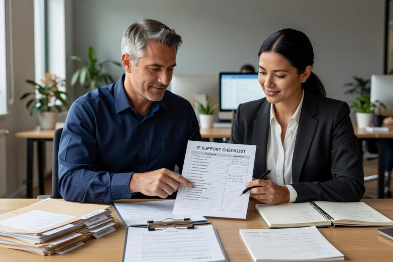 Complete IT support checklist for growing businesses. Covers infrastructure, help desk, monitoring, security, and backup requirements for reliable operations.