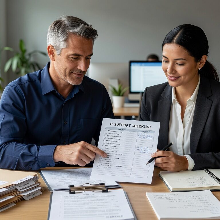 Complete IT support checklist for growing businesses. Covers infrastructure, help desk, monitoring, security, and backup requirements for reliable operations.