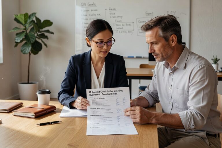 IT Support Checklist for Growing Businesses: Essential Steps Featured Image Complete IT support checklist for growing businesses. Essential processes, daily operations, security procedures, and vendor management strategies.