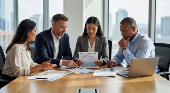 Compare managed IT services vs in-house IT teams. Learn cost factors, expertise differences, and scaling considerations for growing businesses.