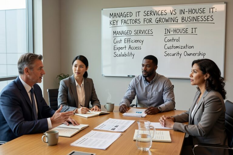Compare managed IT services vs in-house IT for growing businesses. Learn the real costs, benefits, and key factors to make the right choice for your company.