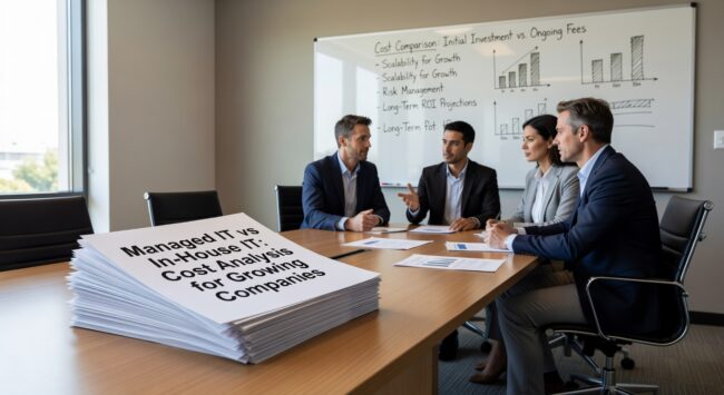 Managed IT vs In-House IT: Cost Analysis for Growing Companies Featured Image Compare the true costs of managed IT vs in house IT for growing companies. See why 50-70% savings and better scalability make managed services the smart choice.