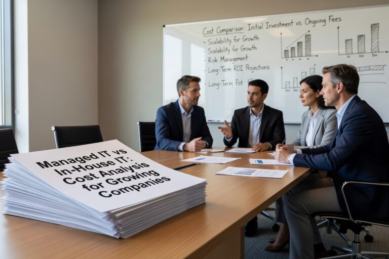 Managed IT vs In-House IT: Cost Analysis for Growing Companies Featured Image Compare the true costs of managed IT vs in house IT for growing companies. See why 50-70% savings and better scalability make managed services the smart choice.