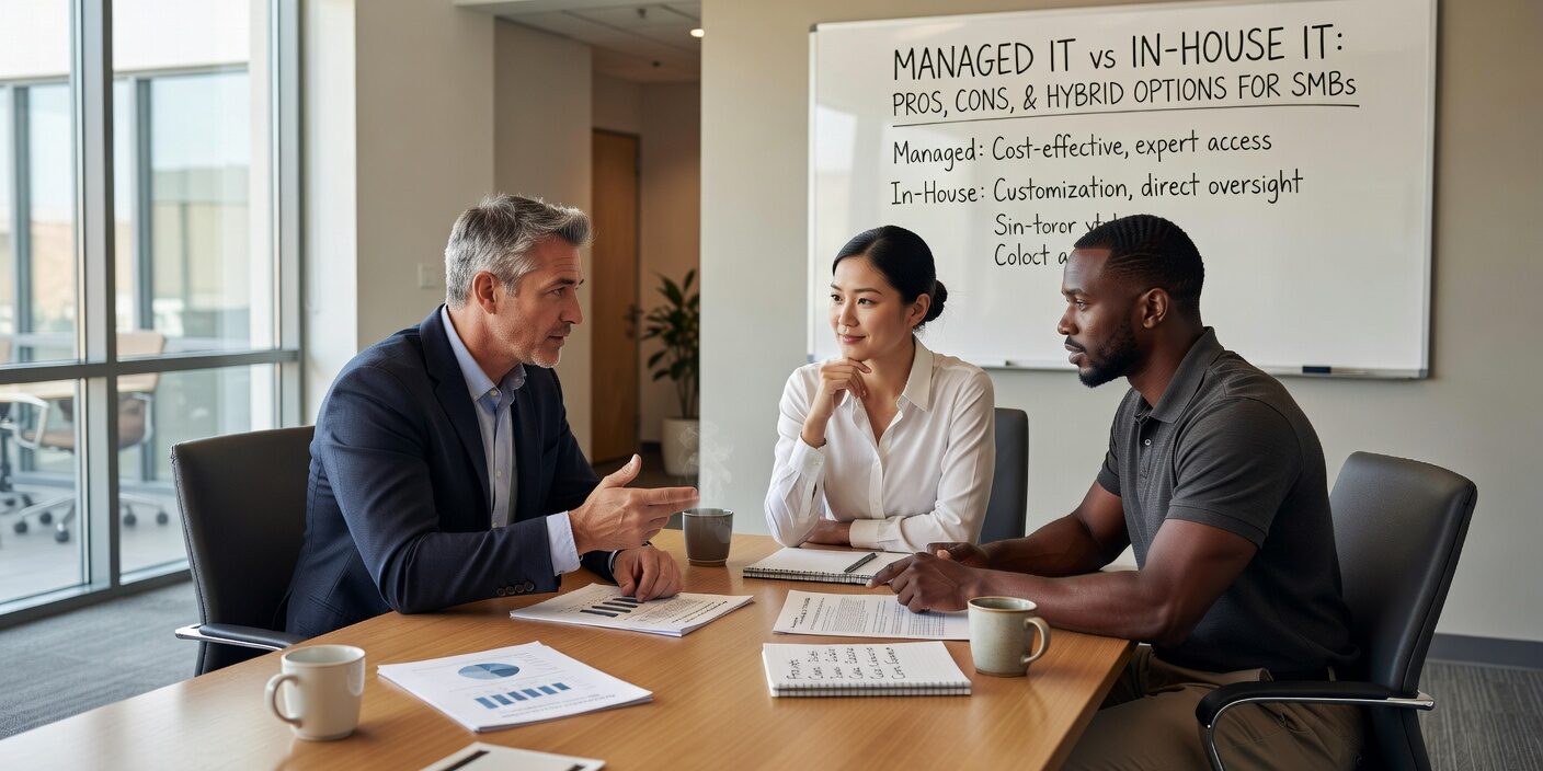 Compare managed IT services vs in-house IT teams for small businesses. Learn about costs, benefits, and hybrid options to make the best choice for your company.