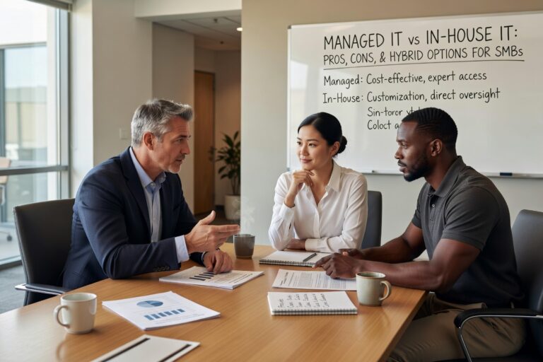 Compare managed IT services vs in-house IT teams for small businesses. Learn about costs, benefits, and hybrid options to make the best choice for your company.