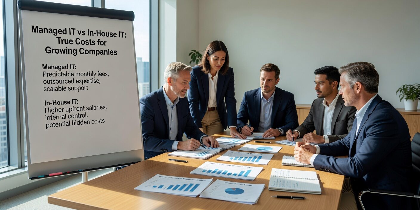 Compare total costs of managed IT vs in-house IT for growing companies. See real cost breakdowns, hidden expenses, and when each option makes sense.