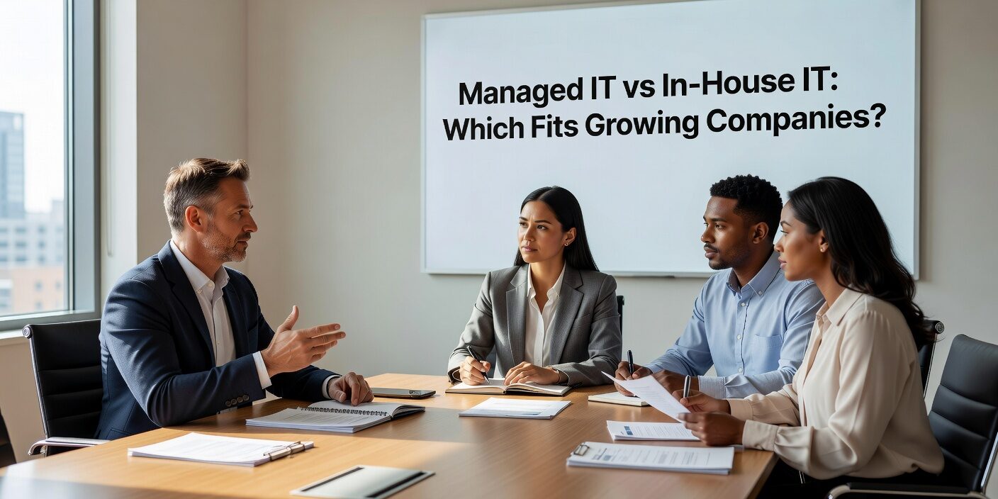 Compare managed IT services vs in-house IT for growing companies. Learn about costs, expertise, scalability and control to make the right decision.