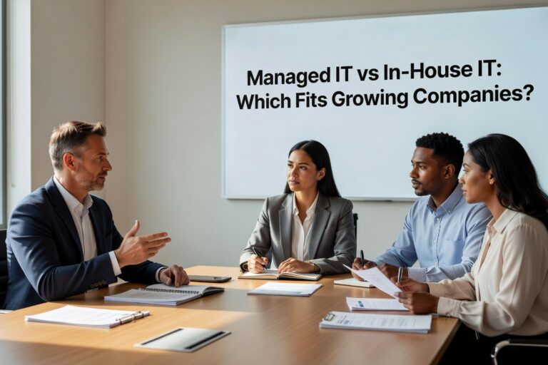 Compare managed IT services vs in-house IT for growing companies. Learn about costs, expertise, scalability and control to make the right decision.