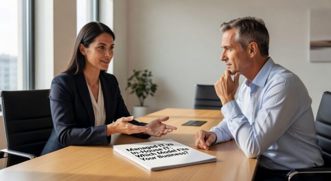 Compare managed IT services vs in-house IT vs co-managed IT for growing businesses. Learn costs, benefits, and which model fits your 20-200 employee company best.