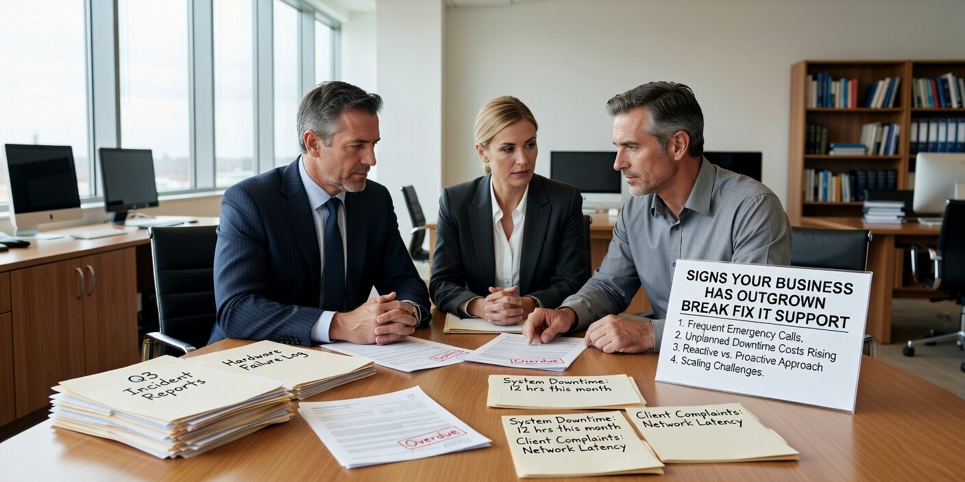 Signs Your Business Has Outgrown Break Fix IT Support Featured Image Discover clear indicators that your growing business needs proactive IT management instead of reactive break-fix support. Learn the warning signs.
