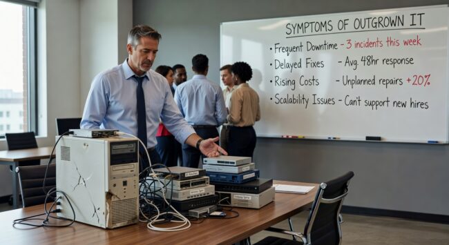 Learn the key signs your business has outgrown break-fix IT support, from productivity losses to security risks, and when to consider managed IT services.