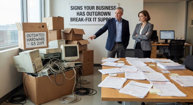 Signs Your Business Has Outgrown Break Fix IT Support Featured Image Discover the warning signs that your growing business needs more than break-fix IT support. Learn when reactive tech support hurts productivity and revenue.