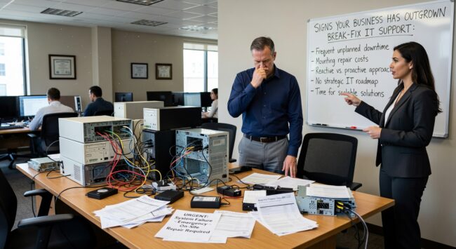 Learn the warning signs that indicate your growing business has outgrown break-fix IT support and needs a more proactive approach to technology.
