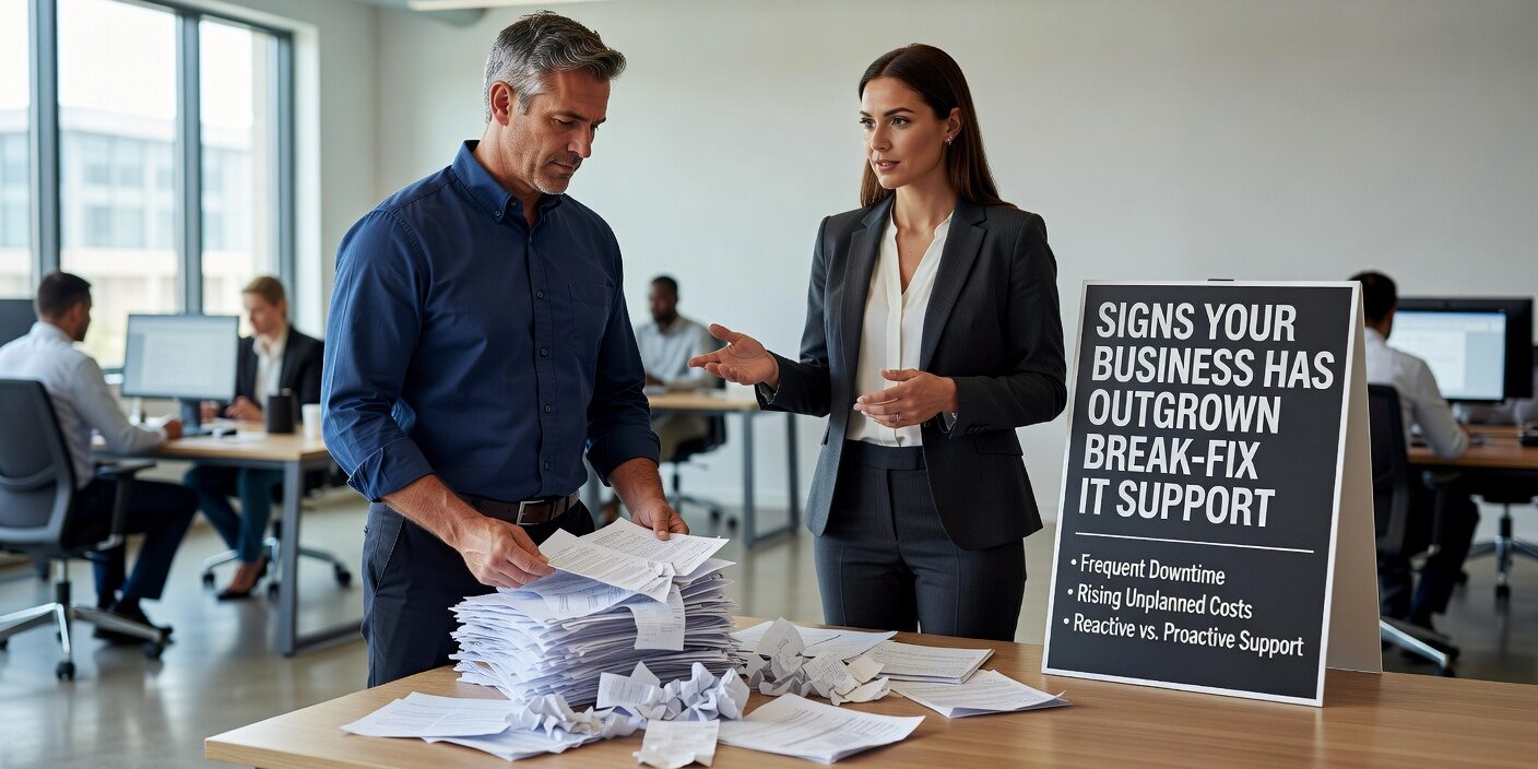 Signs Your Business Has Outgrown Break Fix IT Support Featured Image Discover the key warning signs that your business has outgrown break-fix IT support, from recurring downtime to unpredictable costs and security gaps.