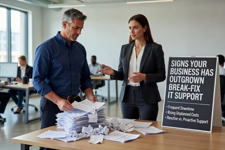 Signs Your Business Has Outgrown Break Fix IT Support Featured Image Discover the key warning signs that your business has outgrown break-fix IT support, from recurring downtime to unpredictable costs and security gaps.