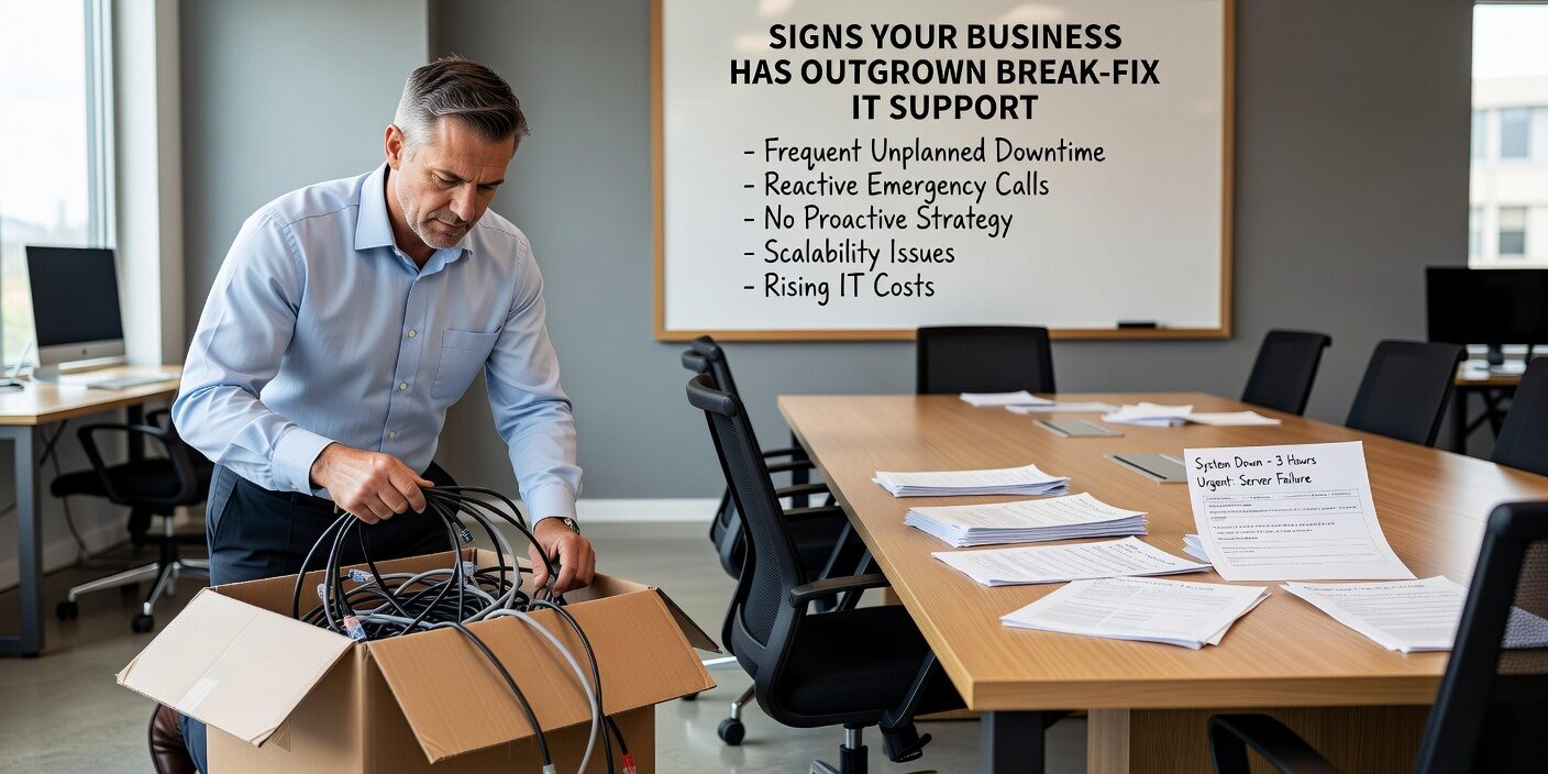 Signs Your Business Has Outgrown Break Fix IT Support Featured Image Discover key warning signs that your business has outgrown break-fix IT support. Learn when to transition to proactive IT management for better reliability.