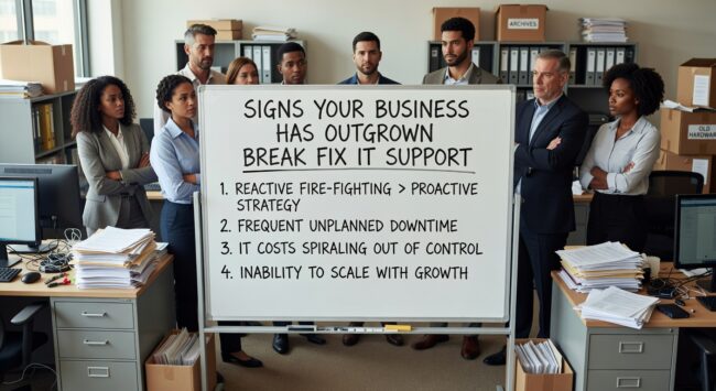 Signs Your Business Has Outgrown Break Fix IT Support Featured Image Recognize when break-fix IT support no longer meets your business needs. Learn the key signs that indicate it's time for more comprehensive IT support.