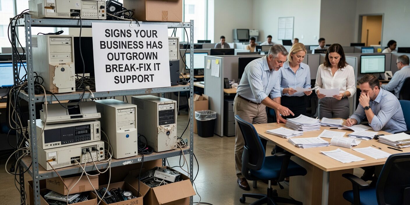 Signs Your Business Has Outgrown Break Fix IT Support Featured Image Learn the key indicators that show when growing businesses need to move beyond break-fix IT support to managed services for better reliability and growth.