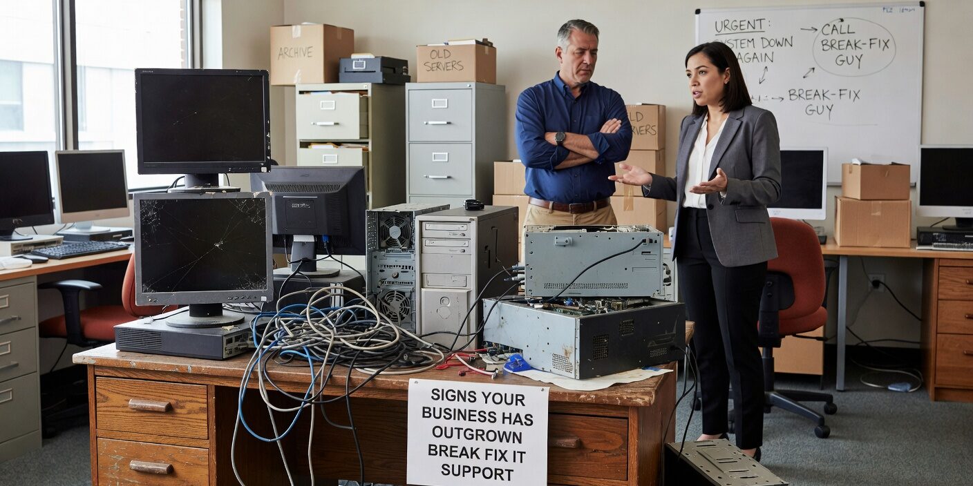 Learn the key warning signs that your growing business has outgrown break-fix IT support and needs a proactive approach to prevent downtime and security risks.