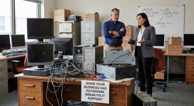 Learn the key warning signs that your growing business has outgrown break-fix IT support and needs a proactive approach to prevent downtime and security risks.
