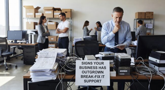 Learn the key warning signs that indicate your growing business needs proactive IT management instead of reactive break-fix support for better operations.