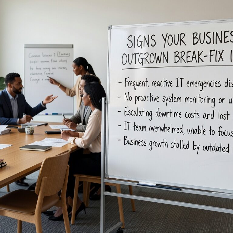 Signs Your Business Has Outgrown Break Fix IT Support Featured Image Learn the hidden costs of break-fix IT support and key indicators your business needs proactive managed services for better reliability and cost control.