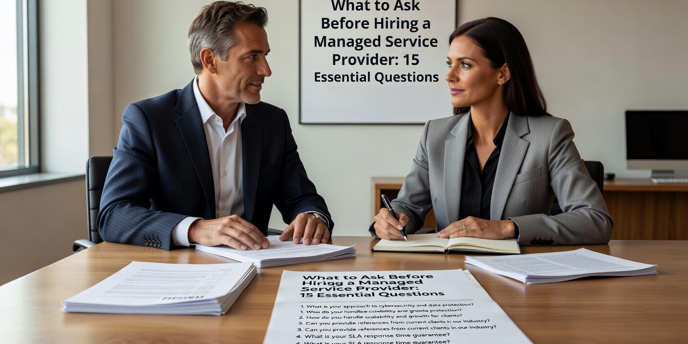 What to Ask Before Hiring a Managed Service Provider: 15 Essential Questions Featured Image Essential questions to ask when evaluating IT service providers. Get the right answers about security, support, and business continuity before making your decision.