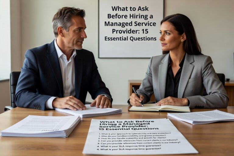 What to Ask Before Hiring a Managed Service Provider: 15 Essential Questions Featured Image Essential questions to ask when evaluating IT service providers. Get the right answers about security, support, and business continuity before making your decision.