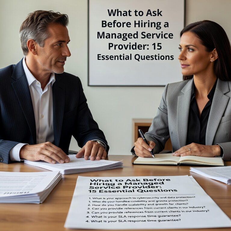 What to Ask Before Hiring a Managed Service Provider: 15 Essential Questions Featured Image Essential questions to ask when evaluating IT service providers. Get the right answers about security, support, and business continuity before making your decision.