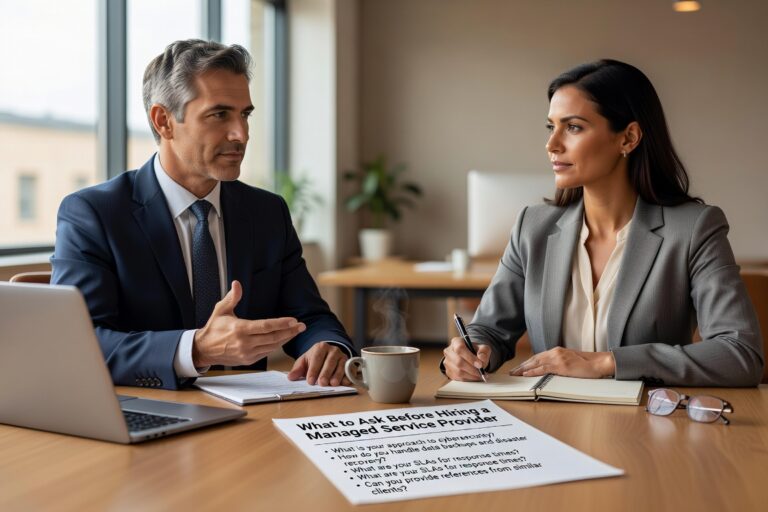 What to Ask Before Hiring a Managed Service Provider Featured Image Essential questions to ask before hiring a managed service provider. Learn what to evaluate for security, response times, expertise, and business continuity.