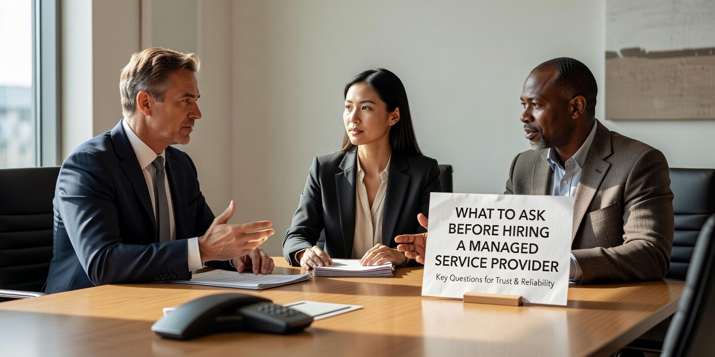 What to Ask Before Hiring a Managed Service Provider Featured Image Essential questions to ask when hiring a managed service provider. Learn what to evaluate for security, support, pricing, and strategic IT partnership.