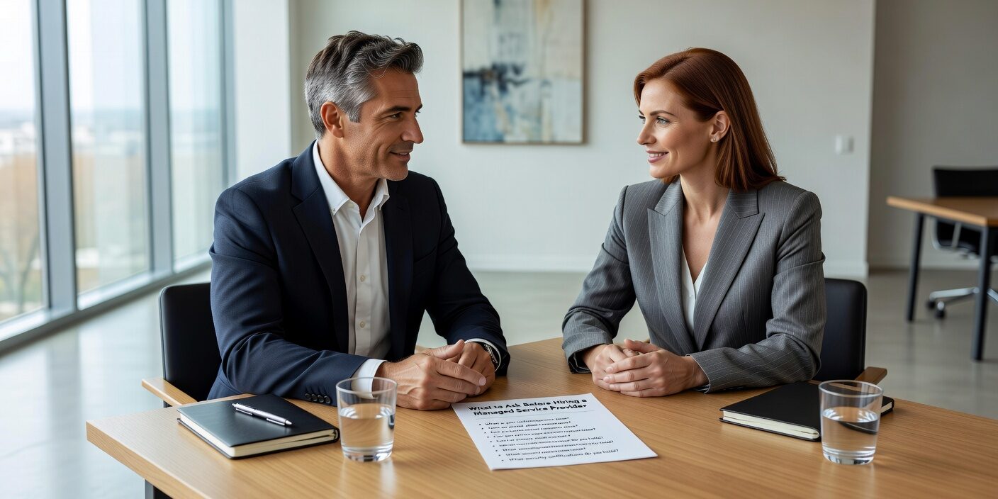 What to Ask Before Hiring a Managed Service Provider Featured Image Essential questions to ask managed service providers before signing. Covers security, SLAs, compliance, costs, and support to help businesses choose wisely.