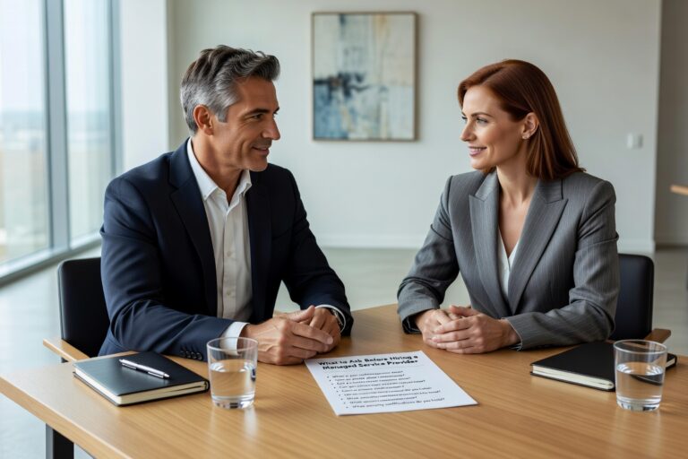 Essential questions to ask managed service providers before signing. Covers security, SLAs, compliance, costs, and support to help businesses choose wisely.