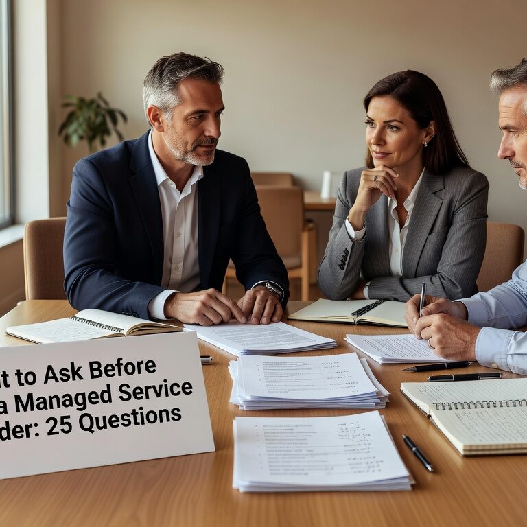What to Ask Before Hiring a Managed Service Provider: 25 Questions Featured Image Get 25 essential questions to ask when evaluating managed service providers. Learn what to look for in security, support, contracts, and strategic planning.