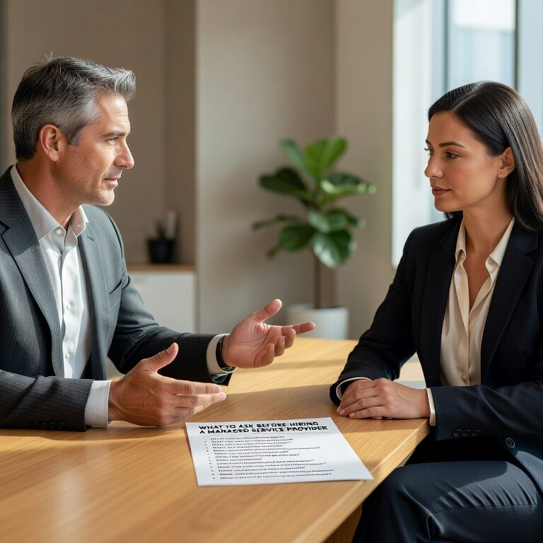 Essential questions to ask before hiring a managed service provider. Learn what to evaluate for security, pricing, support, and onboarding success.